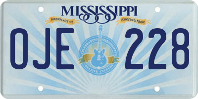 MS license plate OJE228