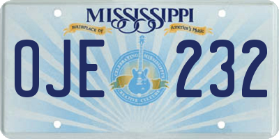 MS license plate OJE232