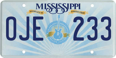 MS license plate OJE233