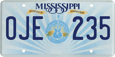 MS license plate OJE235