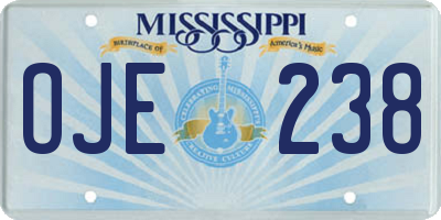 MS license plate OJE238