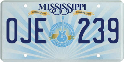 MS license plate OJE239