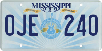 MS license plate OJE240