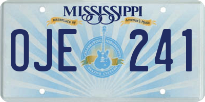 MS license plate OJE241