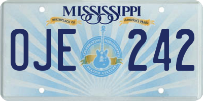 MS license plate OJE242