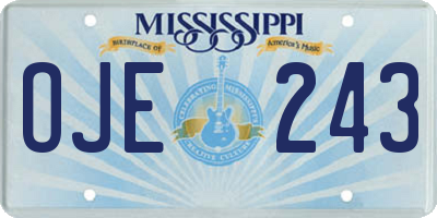 MS license plate OJE243