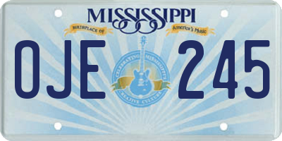 MS license plate OJE245