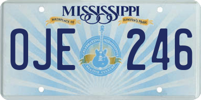 MS license plate OJE246