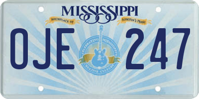MS license plate OJE247
