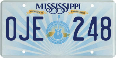 MS license plate OJE248