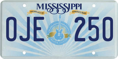 MS license plate OJE250