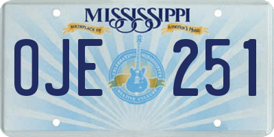 MS license plate OJE251