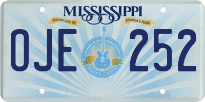 MS license plate OJE252