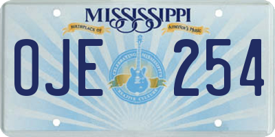 MS license plate OJE254