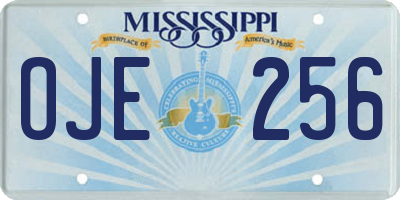 MS license plate OJE256