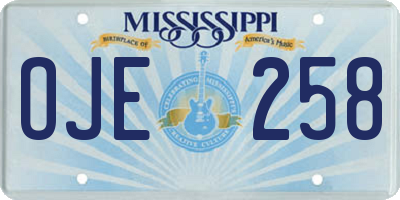 MS license plate OJE258