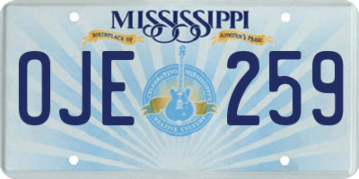 MS license plate OJE259