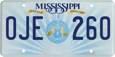 MS license plate OJE260