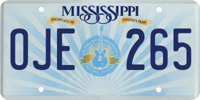 MS license plate OJE265