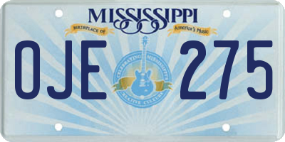 MS license plate OJE275