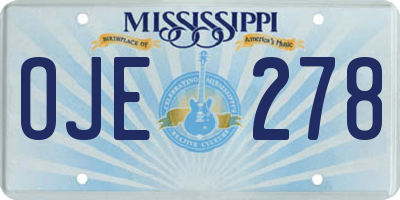 MS license plate OJE278