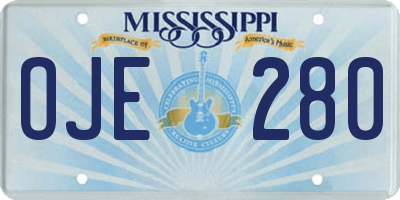 MS license plate OJE280