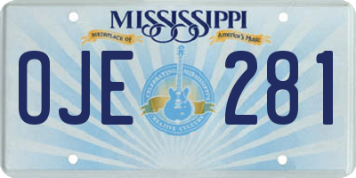MS license plate OJE281
