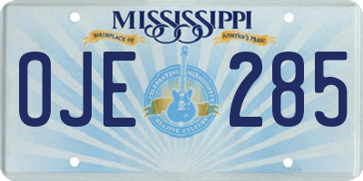MS license plate OJE285