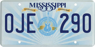 MS license plate OJE290