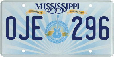 MS license plate OJE296