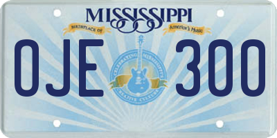 MS license plate OJE300