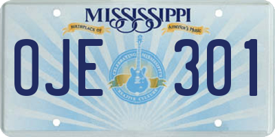 MS license plate OJE301