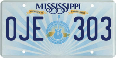 MS license plate OJE303