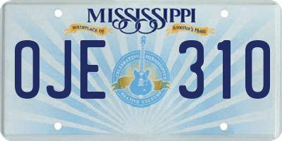 MS license plate OJE310