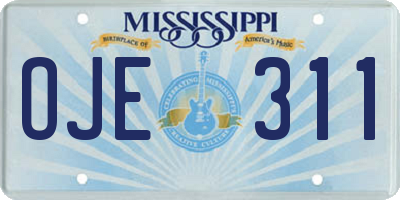 MS license plate OJE311