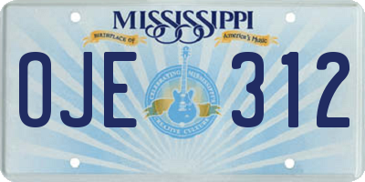 MS license plate OJE312