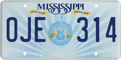 MS license plate OJE314
