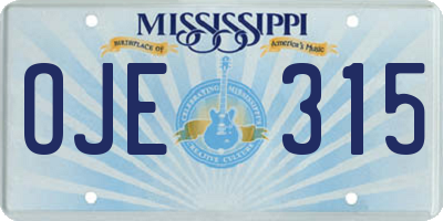 MS license plate OJE315