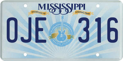 MS license plate OJE316