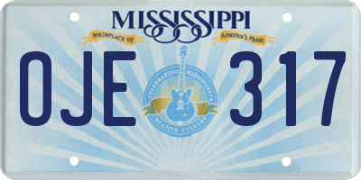 MS license plate OJE317
