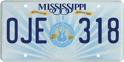 MS license plate OJE318
