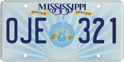 MS license plate OJE321