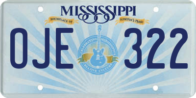 MS license plate OJE322