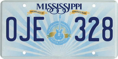 MS license plate OJE328