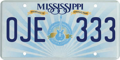 MS license plate OJE333