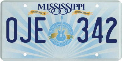 MS license plate OJE342