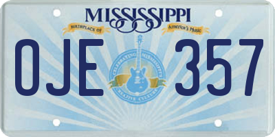 MS license plate OJE357