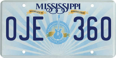 MS license plate OJE360