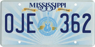 MS license plate OJE362