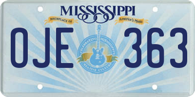 MS license plate OJE363